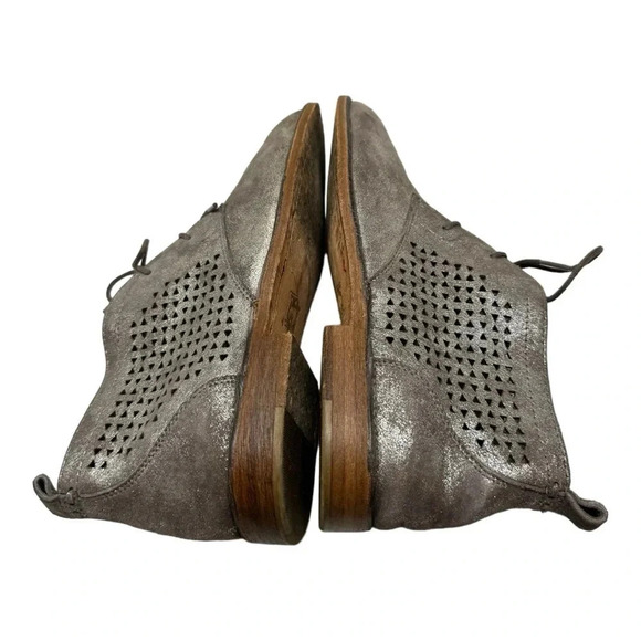 Trask Addy Leather Suede Ankle Bootie Silver Pewter - Picture 6 of 10